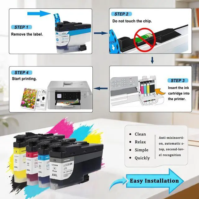 Alt view image 5 of 7 - LC3039XXL LC3039 BK/C/M/Y Ink Cartridges Super High Yield Replacement for Brother LC3037 LC3039 XXL Ink Cartridges Work with Printer MFC-J5845DW MFC-J5945DW MFC-J6945DW MFC-J6545DW (4-Pack)