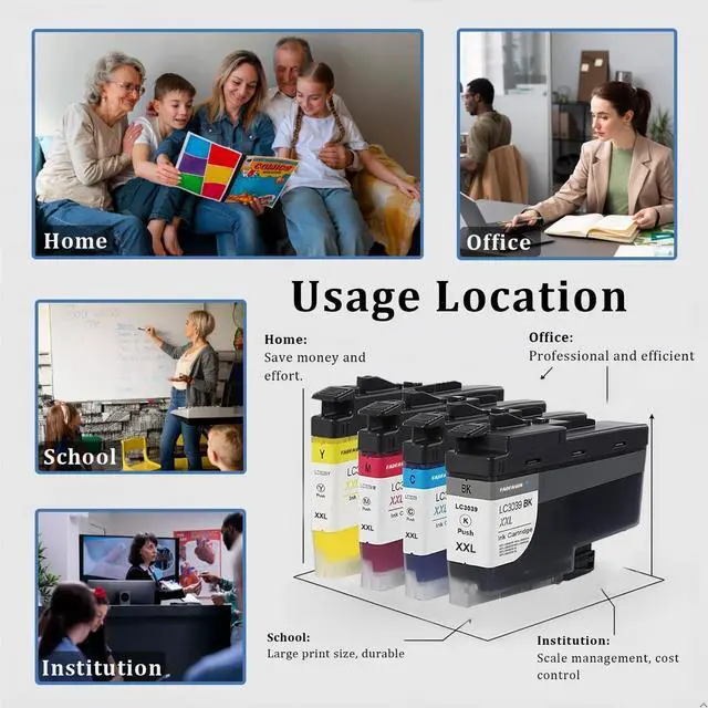 Alt view image 6 of 7 - LC3039XXL LC3039 BK/C/M/Y Ink Cartridges Super High Yield Replacement for Brother LC3037 LC3039 XXL Ink Cartridges Work with Printer MFC-J5845DW MFC-J5945DW MFC-J6945DW MFC-J6545DW (4-Pack)