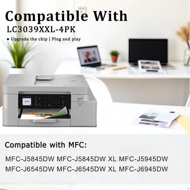 Alt view image 2 of 7 - LC3039XXL LC3039 BK/C/M/Y Ink Cartridges Super High Yield Replacement for Brother LC3037 LC3039 XXL Ink Cartridges Work with Printer MFC-J5845DW MFC-J5945DW MFC-J6945DW MFC-J6545DW (4-Pack)
