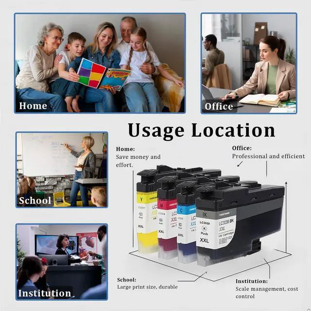 Alt view image 6 of 7 - LC3039XXL LC3039 BK/C/M/Y Ink Cartridges Super High Yield Replacement for Brother LC3037 LC3039 XXL Ink Cartridges Work with Printer MFC-J5845DW MFC-J5945DW MFC-J6945DW MFC-J6545DW (4-Pack)