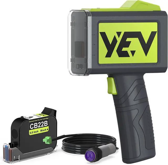 Alt view image 2 of 7 - YEV Handheld Printer VP127 (Green) Bundle with 1-Pack CB22B and 1-Pack CB22BT Original Solvent Fast Dry Black Ink Cartridge use for Code Date Logo Text Printing
