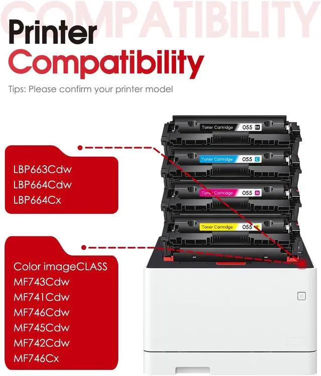 Alt view image 2 of 7 - 055 Toner Cartridges Replacement for Canon 055 055H Toner 4Pack(BK/C/M/Y)