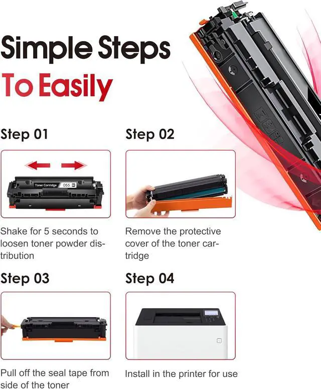 Alt view image 5 of 7 - 055 Toner Cartridges Replacement for Canon 055 055H Toner 4Pack(BK/C/M/Y)