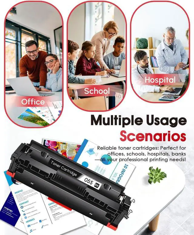 Alt view image 7 of 7 - 055 Toner Cartridges Replacement for Canon 055 055H Toner 4Pack(BK/C/M/Y)
