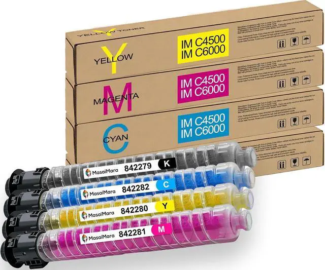 Main image of MasaiMara IM C4500 IM C5500 IM C6000 842279 842282 842281 842280 Compatible Toner Cartridges Replacement for Ricoh Savin Lanier IM C4500 IM C5500 IM C6000 Printer (Black Cyan Magenta Yellow, 4-Pack)
