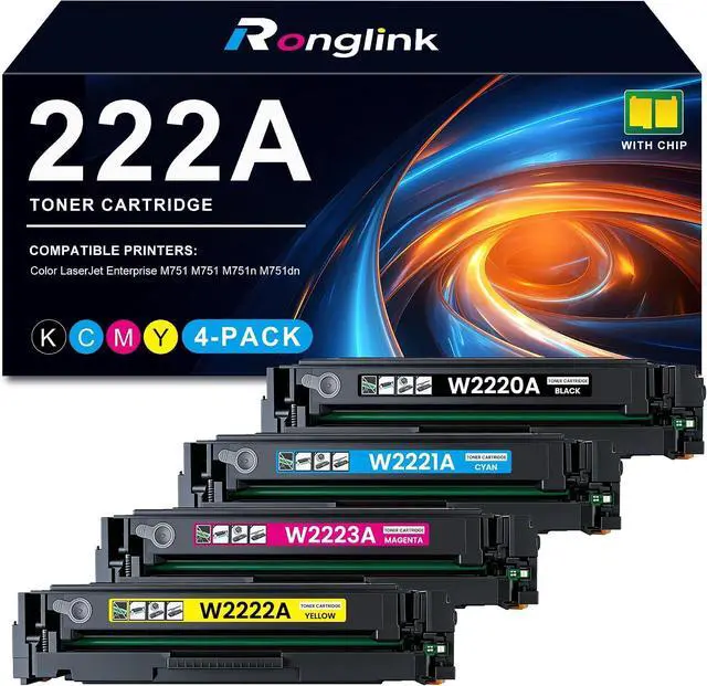 Main image of 222A Toner Cartridge Set W2220A W2221A W2223A W2222A, 4-Pack, 1,300 Pages