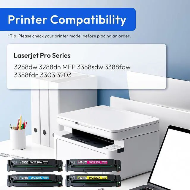 Alt view image 2 of 6 - 222A Toner Cartridge Set W2220A W2221A W2223A W2222A, 4-Pack, 1,300 Pages