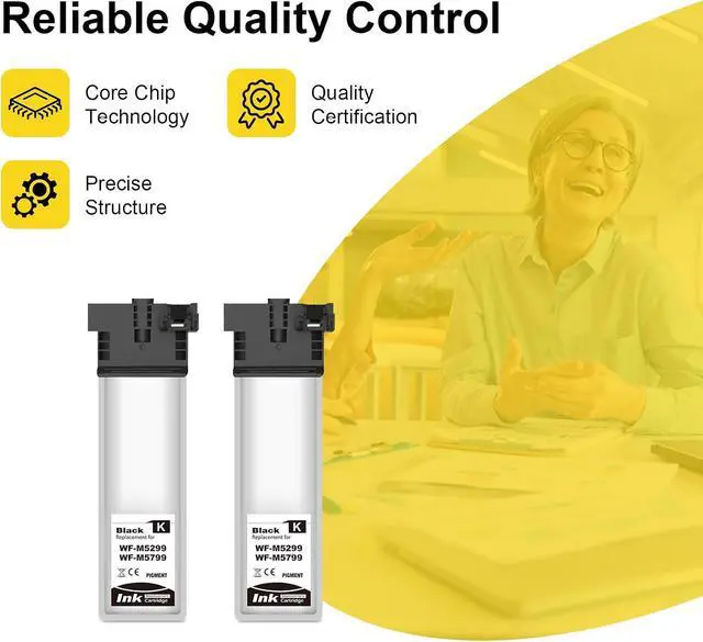 Alt view image 2 of 6 - Remanufactured M02120 Standard Capacity Black Ink Cartridge M02 Replacement for Workforce Pro WF-M5799 WF-M5299 (2 Pack)