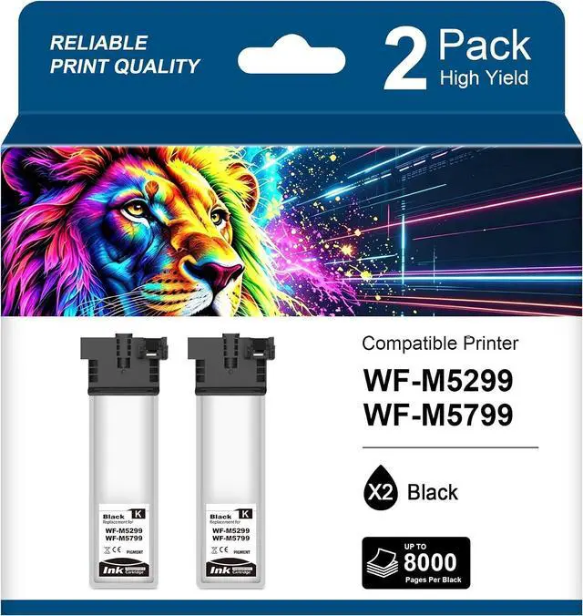 Main image of Remanufactured M02120 Standard Capacity Black Ink Cartridge M02 Replacement for Workforce Pro WF-M5799 WF-M5299 (2 Pack)