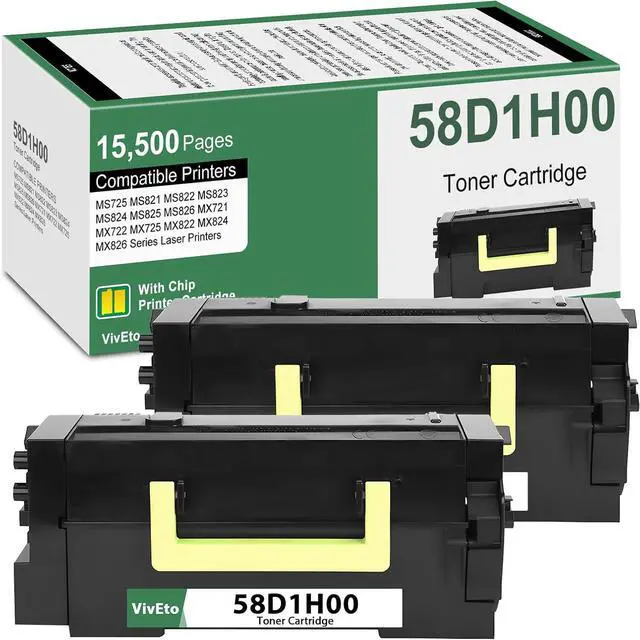 Main image of 58D1H00 Black High Yield Toner with New Chip MS823 MS822 Toner 58D1000 Ink
