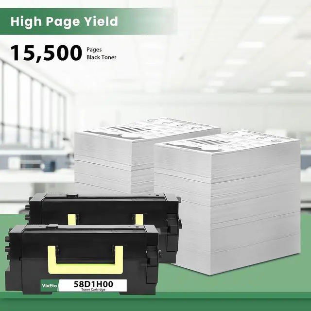 Alt view image 3 of 7 - 58D1H00 Black High Yield Toner with New Chip MS823 MS822 Toner 58D1000 Ink