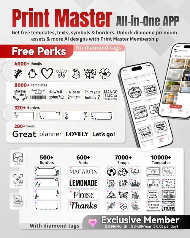 Alt view image 2 of 7 - Phomemo Label Maker,M220 Label Printer, Bluetooth Label Maker Machine