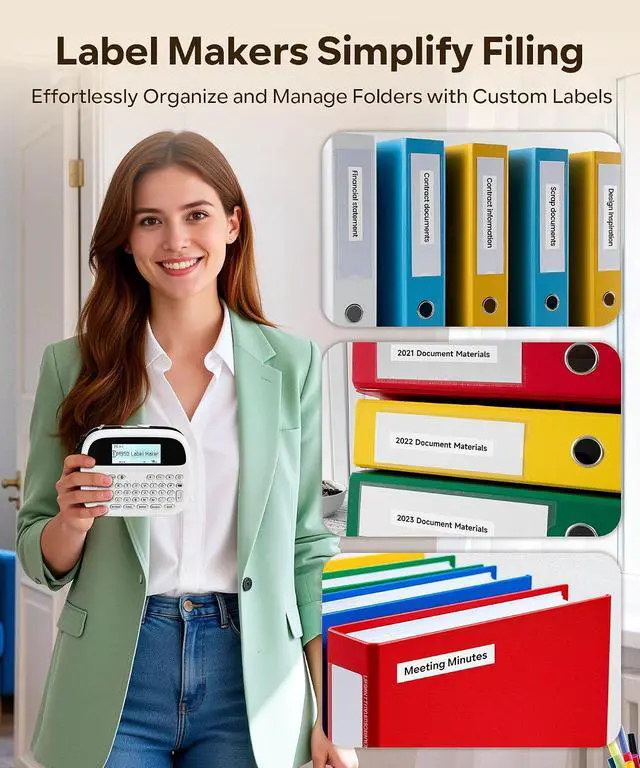 Alt view image 7 of 7 - M950 Label Maker Machine with Tapes, Rechargeable Backlit Label Maker 12mm