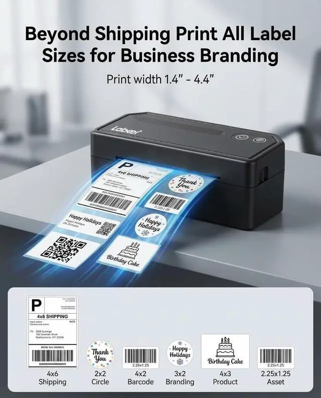 Alt view image 4 of 7 - Labeer Bluetooth Thermal Shipping Label Printer, Wireless 4x6 Label Printer for Small Business, Compatible with iPhone, Android, Windows, Mac & Chromebook(Black)