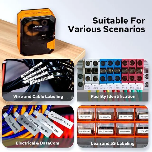 Alt view image 3 of 7 - P31S Portable Industrial Label Printer, 1" Print Head, Bluetooth, Mobile/PC Software. Comes with 1 Roll 0.75" x 19.68ft Label, Harsh Environment Resistant, for Wire, Cable & Heat Shrink Tubes