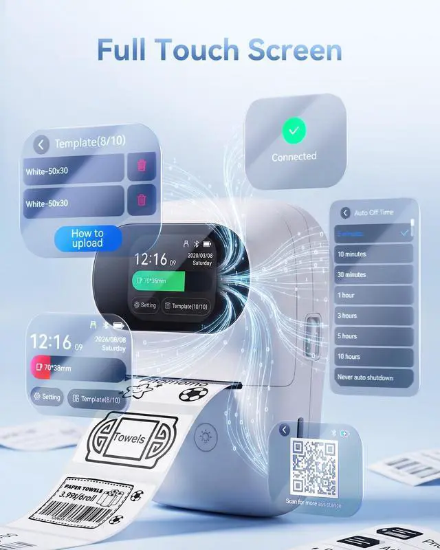 Alt view image 2 of 7 - Phomemo M20Pro Label Maker,Touch Screen Bluetooth Thermal Label Printer