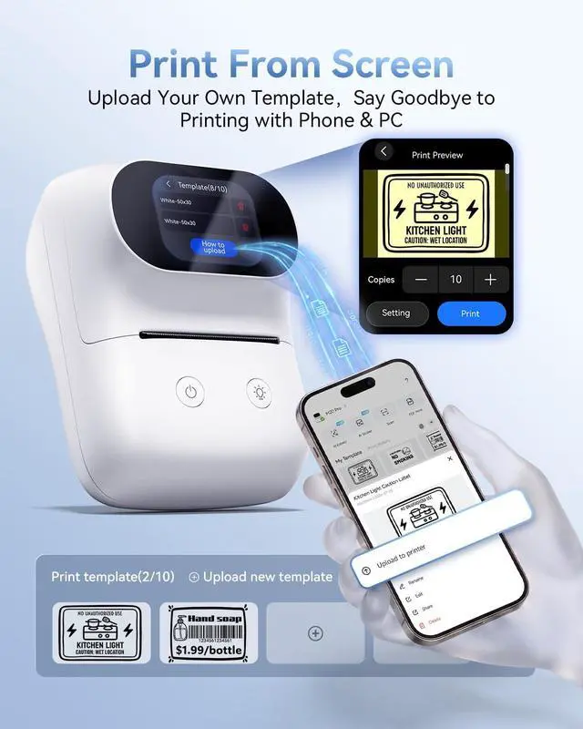 Alt view image 3 of 7 - Phomemo M20Pro Label Maker,Touch Screen Bluetooth Thermal Label Printer