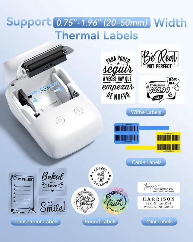 Alt view image 4 of 7 - Phomemo M20Pro Label Maker,Touch Screen Bluetooth Thermal Label Printer