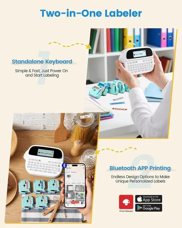 Alt view image 2 of 7 - Label Maker with 9 Color Tapes, Rechargeable Backlit Label Maker Waterproof-Labels 12mm, Portable Labeler for Home Office School Kitchen, Kids Teachers Daily Organization, M950