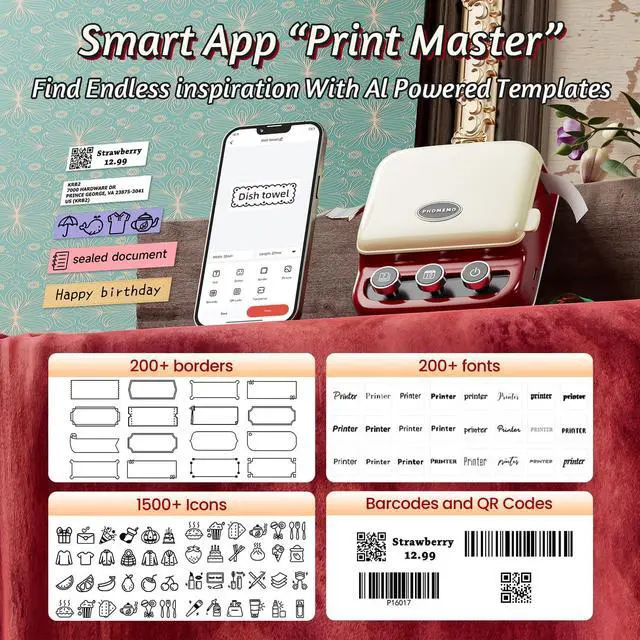 Alt view image 5 of 7 - Phomemo P15 Ribbon Printer, Mini Bluetooth Portable Small Label Maker