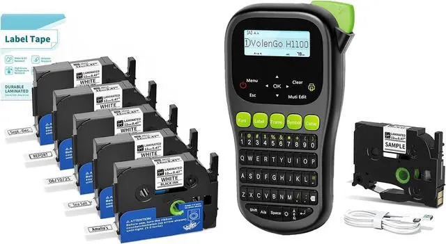 Main image of Label Maker Machine with 6 Tapes, Wire Label Maker Waterproof-Labels, Laminated Handheld Label Printer, Backlit & Portable & 3 Cable Modes, H1100 Labeler for Industrial Office Organization