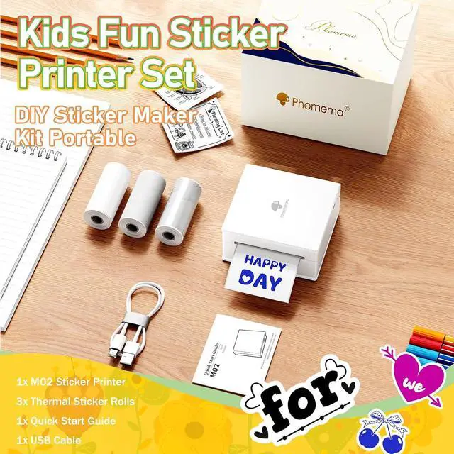 Alt view image 4 of 7 - Phomemo Mini Printer Sticker Maker, Inkless Thermal Bluetooth Printer