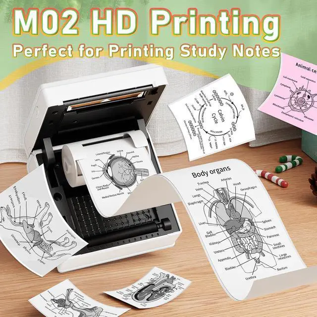 Alt view image 3 of 7 - Phomemo Mini Printer Sticker Maker, Inkless Thermal Bluetooth Printer