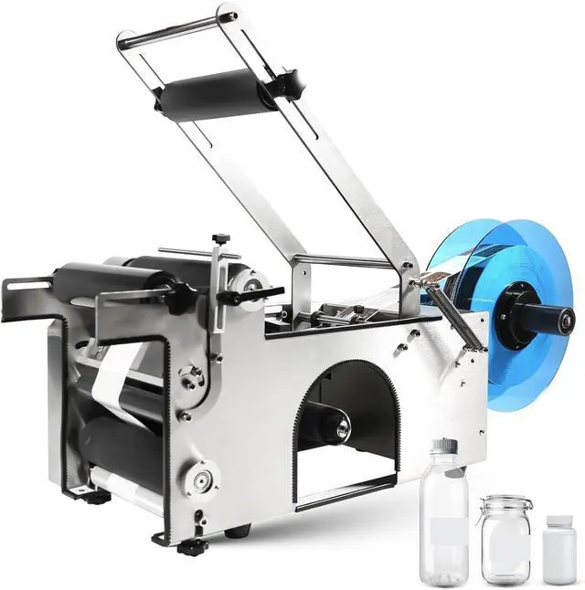Main image of Upgrade Semi-Automatic Round Bottle Labeling Machine, 2050 pcs/min, Fits 0.64.7 in Cylindrical Bottles, Adjustable Stainless Steel Label Applicator with Pressure Bar for Small and Medium Businesses