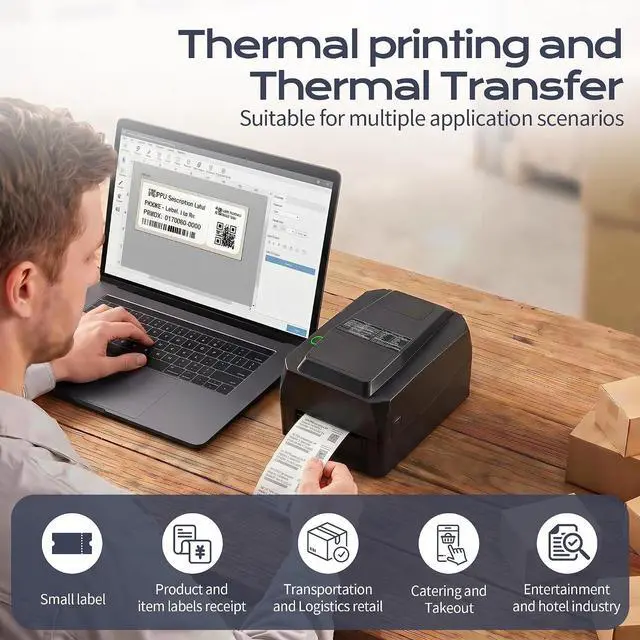 Alt view image 5 of 7 - ZP-8820T Commercial Label Printer,4 * 6" Portable Printer