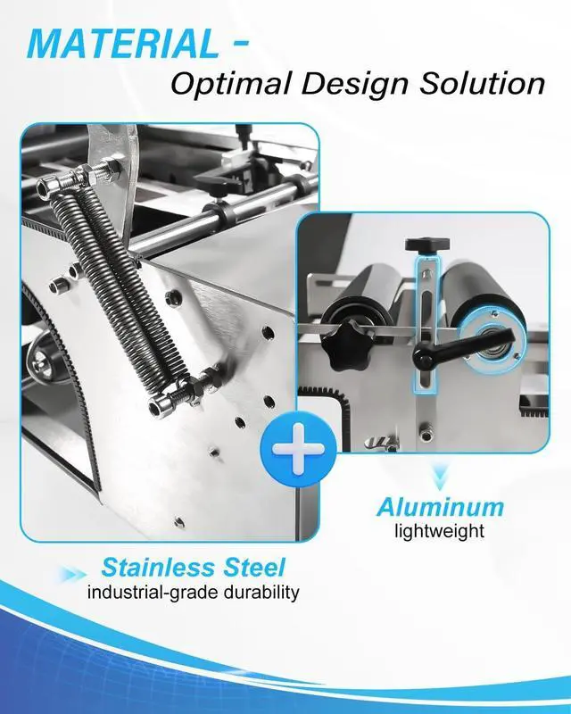 Alt view image 4 of 7 - Upgrade Semi-Automatic Round Bottle Labeling Machine, 2050 pcs/min, Fits 0.64.7 in Cylindrical Bottles, Adjustable Stainless Steel Label Applicator with Pressure Bar for Small and Medium Businesses