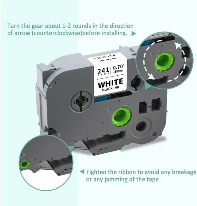 Alt view image 3 of 6 - 10-Pack Compatible for Brother Tze-241 Tz Tape 18mm 0.7" Laminated White