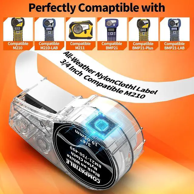 Alt view image 2 of 7 - 5-Pack Compatible M21-750-499 Multi-Purpose Nylon Label .75'' W 16' L White