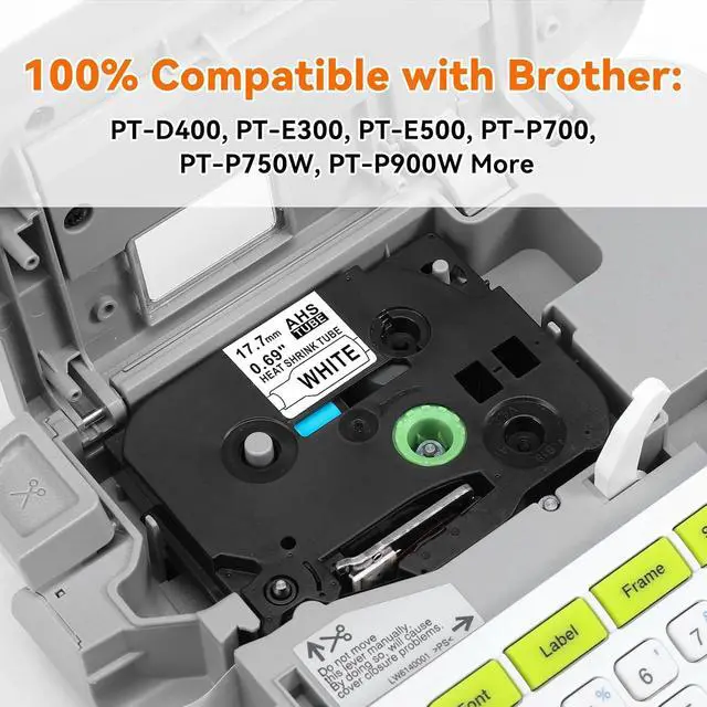 Alt view image 3 of 7 - 6Pack HSe241 Heat Shrink Tube Label Compatible with Brother PTouch 17.7mm