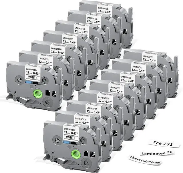 Main image of 15-pk Compatible with Brother Ptouch 1/2" Laminated tze231 Label Maker Tape