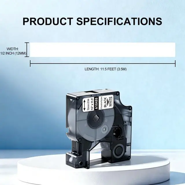 Alt view image 3 of 7 - 10-Pack Compatible for Dymo 18488 Black on White Label Flexible Nylon Industrial Label Tapes Use with DYMO Rhino Pro 4200 5200 5000 6000 Label Maker, 1/2'' x 11.5' (12mm x 3.5m)