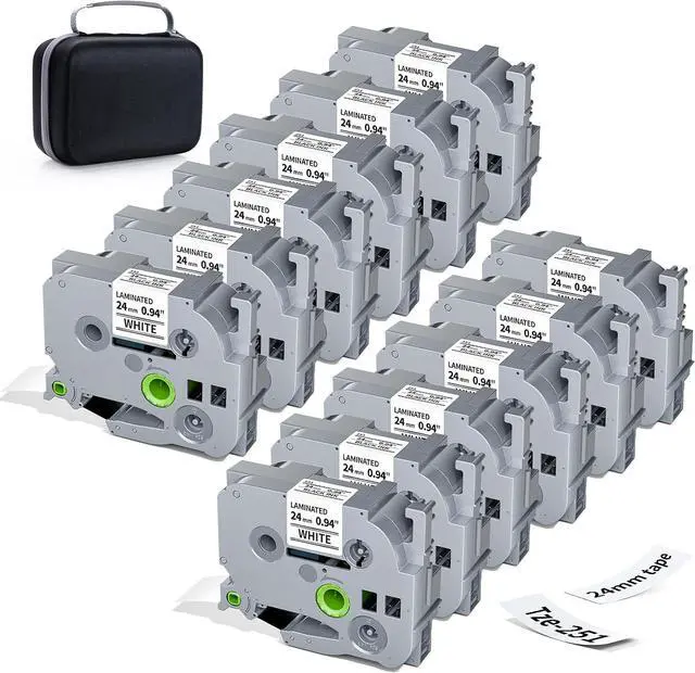 Main image of 12 Pack Compatible with Brother PTouch 24mm 0.94" Label Maker Tape TZe-251