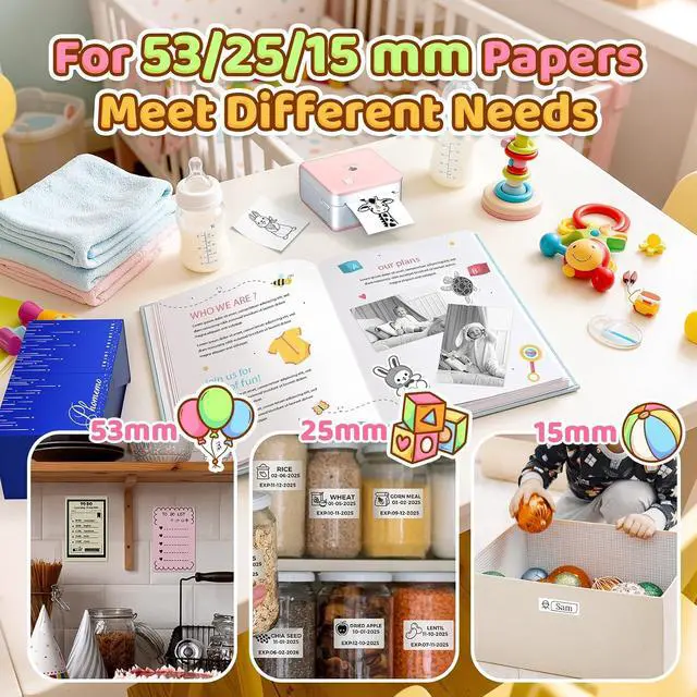 Alt view image 3 of 7 - Phomemo Mini Printer Sticker Maker, Mini Thermal Sticker Printer P2S