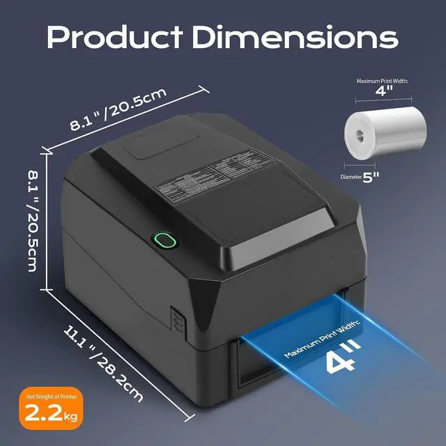 Alt view image 6 of 7 - ZP-8820T Commercial Label Printer,4 * 6" Portable Printer