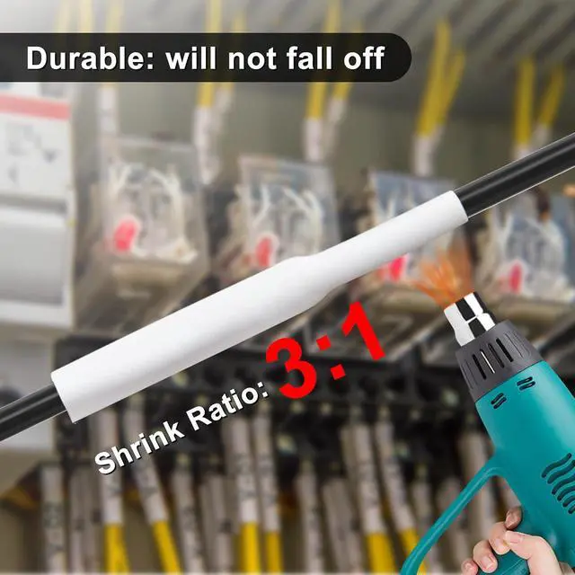 Alt view image 4 of 7 - 10 Pack Compatible for Dymo Rhino 18053 A18053 9mm 3/8 inch Black on White Industrial Heat Shrink Tubes for Rhino 1000 3000 4200 5000 5200 6000 3M Label Maker Refills