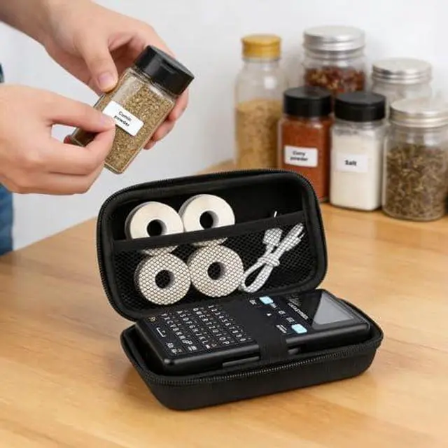 Alt view image 2 of 7 - SUPVAN Label Maker E11 with Nylon Hard Protective Travel Case, 2 Rolls White Continuous Label & 2 Rolls White Die-Cut Label