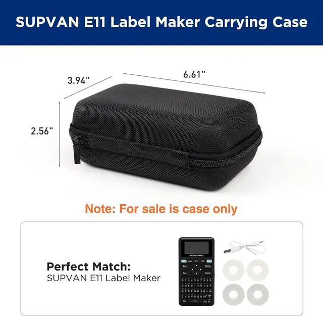 Alt view image 3 of 7 - SUPVAN Label Maker E11 with Nylon Hard Protective Travel Case, 2 Rolls White Continuous Label & 2 Rolls White Die-Cut Label