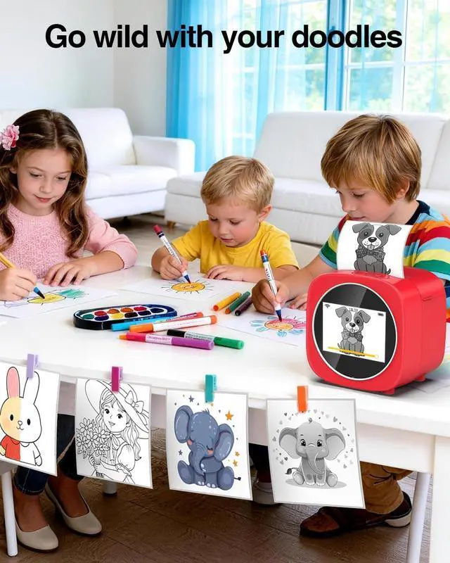Alt view image 3 of 7 - Smart AI Voice Sticker Printer Box with APP & WiFi, Portable Sticker Maker Printer Box for Home, Office, Study & DIY Projects,4 Pattern Modes, 4 Rolls Paper red