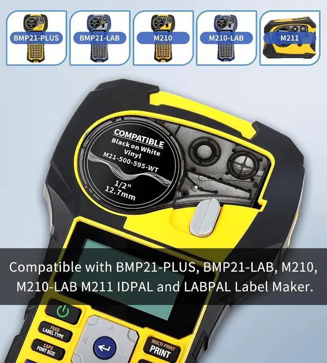 Alt view image 2 of 6 - Compatible with Label Tape M21-500-595-WT All-Weather Vinyl Tape