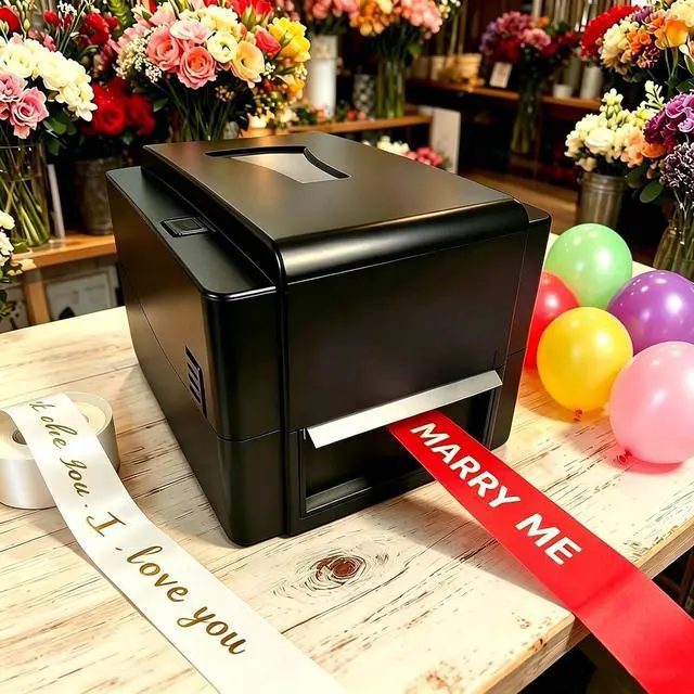 Main image of Satin Ribbon Printing Machine with Holder, 300 Dpi Digital Ribbon Printer Thermal Label Printer Foil Stamping Printing Machine, 127mm/s, DIY Decorative Ribbon