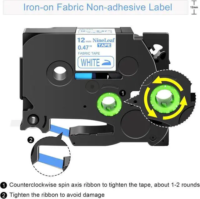 Alt view image 2 of 7 - NineLeaf 10PK Compatible for Brother P-Touch TZe-FA3 TZ-FA3 12mm 0.47 Blue on White Iron-on Fabric Clothing Label Tape for PT-2100 PT-2430PC PT-2500PC PT-2730VP Label Maker