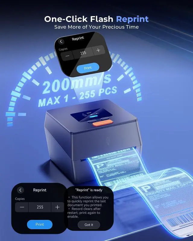 Alt view image 2 of 4 - Phomemo D420D Shipping Label Printer & Packs of 750pcs 2x2 Labels
