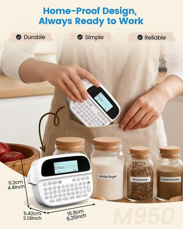 Alt view image 3 of 7 - Label Maker with 9 Color Tapes, Rechargeable Backlit Label Maker Waterproof-Labels 12mm, Portable Labeler for Home Office School Kitchen, Kids Teachers Daily Organization, M950