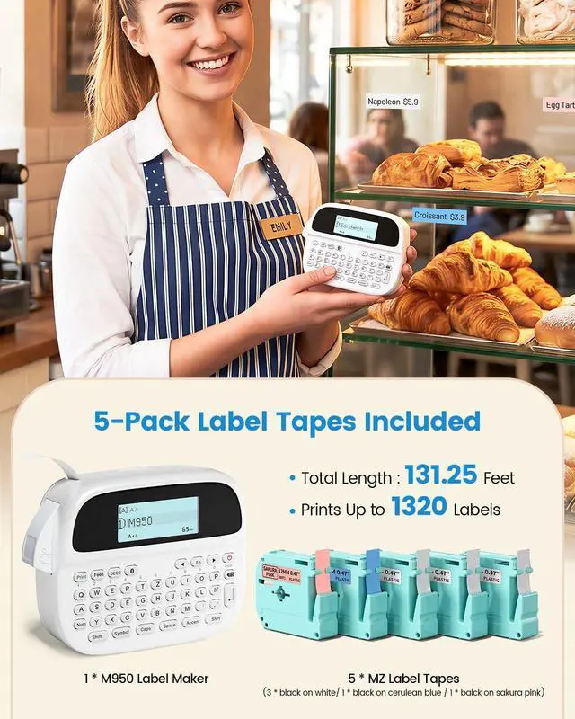 Alt view image 4 of 7 - Label Maker with 9 Color Tapes, Rechargeable Backlit Label Maker Waterproof-Labels 12mm, Portable Labeler for Home Office School Kitchen, Kids Teachers Daily Organization, M950