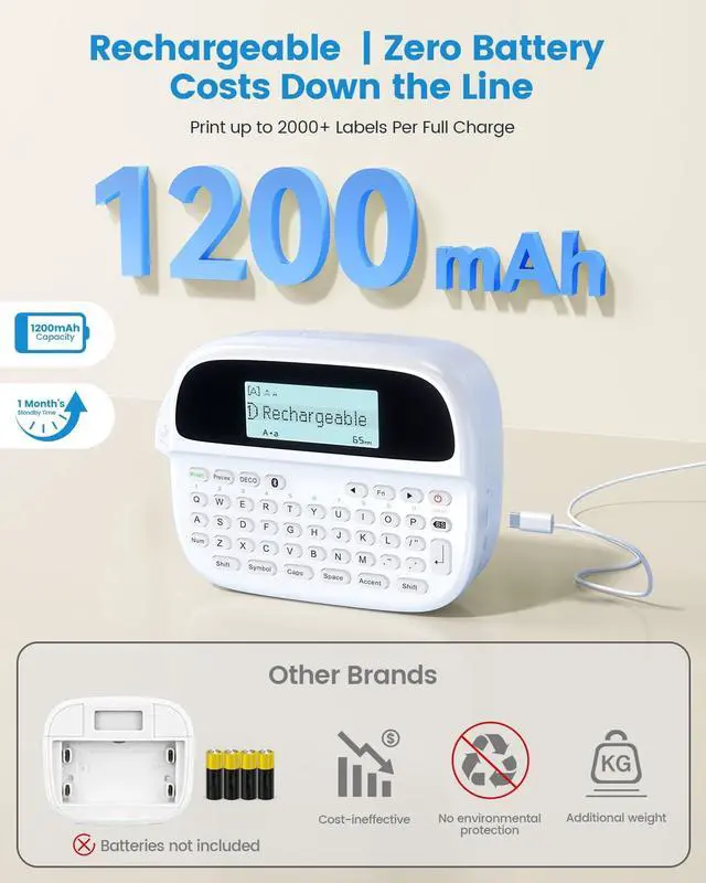 Alt view image 5 of 7 - Label Maker with 9 Color Tapes, Rechargeable Backlit Label Maker Waterproof-Labels 12mm, Portable Labeler for Home Office School Kitchen, Kids Teachers Daily Organization, M950