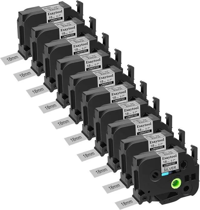 Main image of 10 X Compatible with P-Touch TZe-M941 AZE-M941 TZ-M941 Black on Matte Silver 18mm 0.7'' Laminated Label Tape Replacement for Ptouch PT-1300 PT-2030 PT-300 PT-D400AD PT-E550W Label Maker